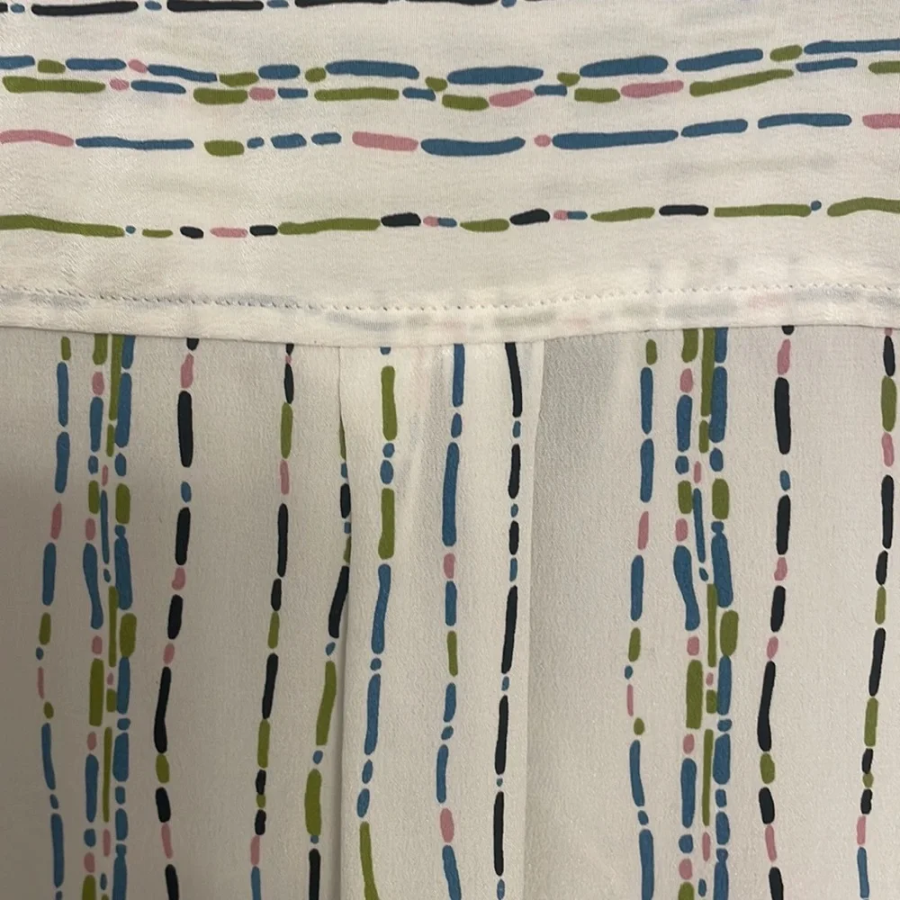 Equipment Femme Multi Color Print 100% Silk Button Down Top Size Large_5